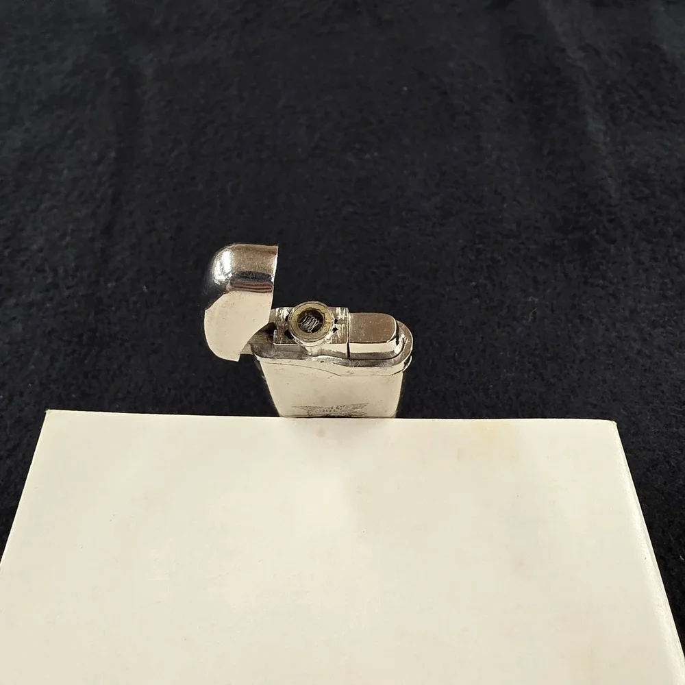 Vtg Jiangjun Windproof Lighter Silver Tone Eagle Emblem Since 1977 Collectible